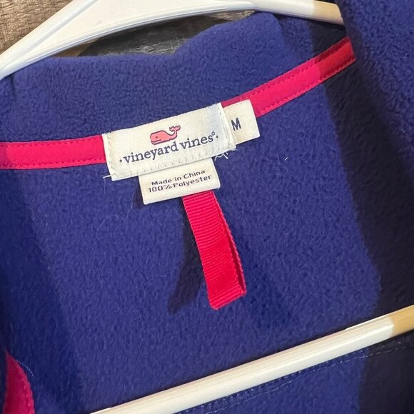 Vineyard Vines Womens Fleece Vest Zip Up Navy Blue M Fleece Coastal Preppy - Picture 3 of 4